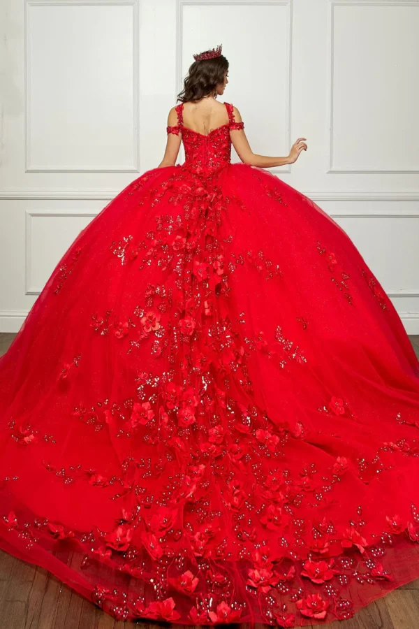 PB PQ1028 DRESS 3D BUTTERFLY  OFF SHOULDER BALL GOWN - Imagen 3