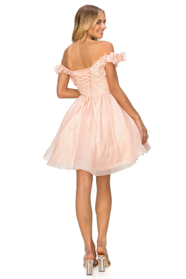 PB 5120J DRESS 3D FLORALSHORT OFF SHOULDER DRESS - Imagen 2