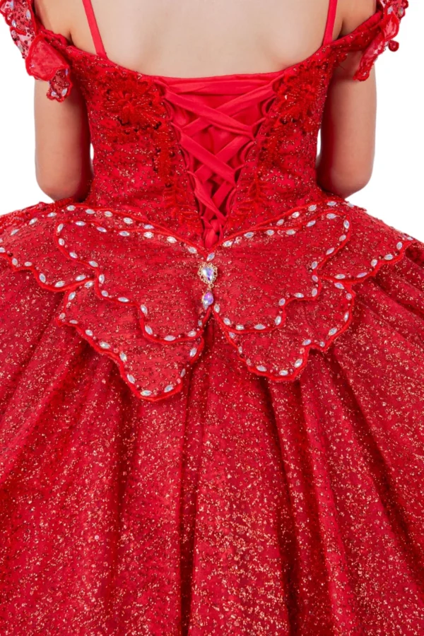 PB 8120 DRESS GIRL 3D BUTTERFLY  COLD SHOULDER GOWN - Imagen 10