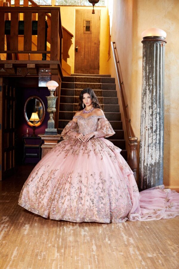 PB PQ1041 DRESS OFF SHOULDER PUFF SLEEVE BALL GOWN BY BELLA PRINCESS