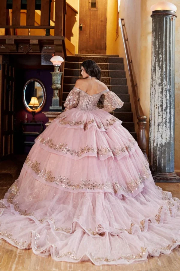 PB PQ1041 DRESS OFF SHOULDER PUFF SLEEVE BALL GOWN BY BELLA PRINCESS - Imagen 2